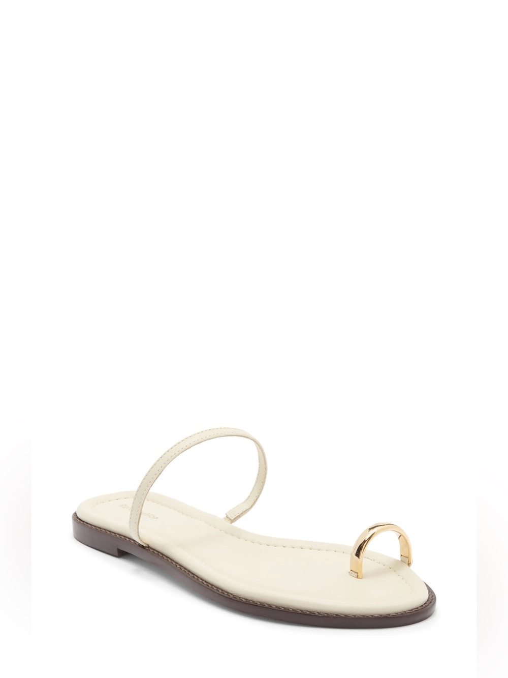 Like New Reformation Cream Leather Toe-Ring Sandals with Gold Hardware